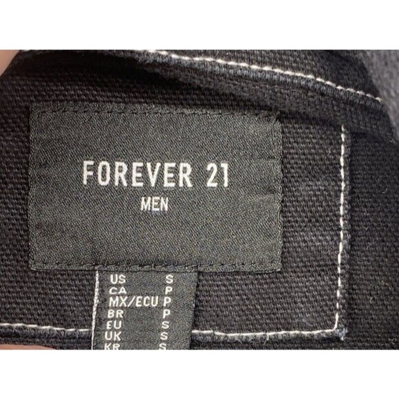 Forever 21 Jacket Men's Small Black Denim Trucker Button-Up Jean Dark Wash - Picture 6 of 11
